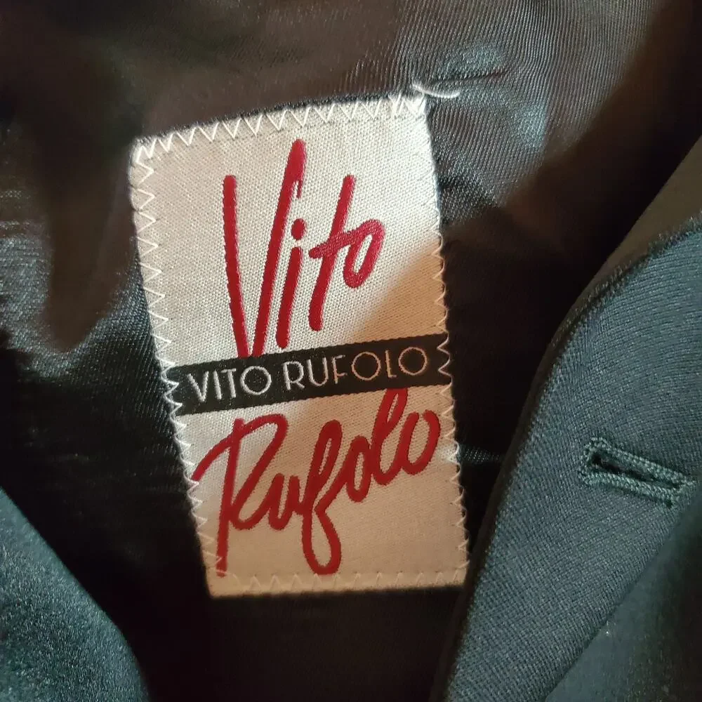 Vito Rufolo Men Tuxedo Dinner Jacket 40R Black Wool Blazer w/ Louis Roth Vest M